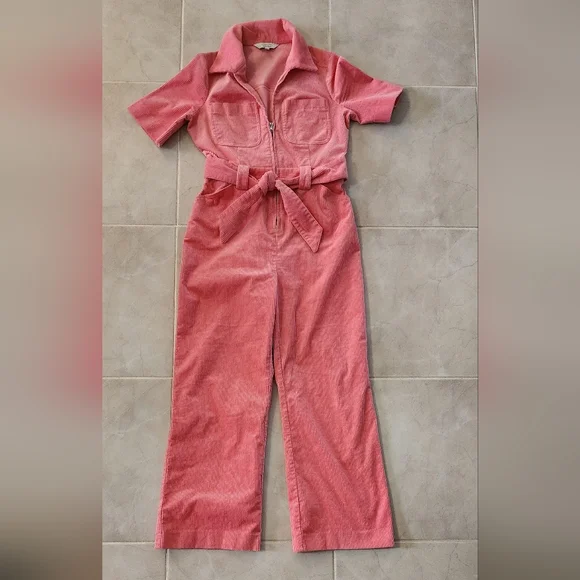 Los Angeles Atelier & Other Stories Coral Corduroy Jumpsuit Size 8 - Picture 3 of 15
